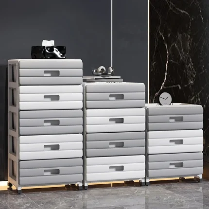 13.78 Inch Wide Drawer Storage Cabinet,3-6 Tier Rolling Mobile Organizer with Wheels,Gray/Brown Options for Living Room/Bedroom