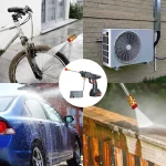 450w Cordless Car Wash Washer Gun Spray Water 26Bar 288VF Portable High Pressure 2x1200mah Battery For Auto Home Garden Cleaning 2