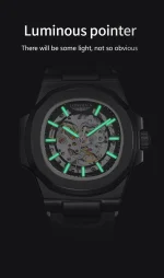 LONGLUX automatic mechanical watch outdoors simple luxury watches waterproof cheap wholesale skeleton leather mens watch gift 4