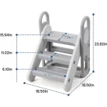 Foldable Toddler Step Stool for Bathroom Sink, Adjustable 3 Steps Ladder for Toddlers with Handles, Folding Nursery Step Stool 4