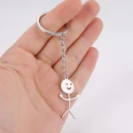Teamer Funny Middle Finger Stickman Keychain 2026 Cute Trend School Bag Car Key Pendant Couple New Trinket Gift Keyring 5