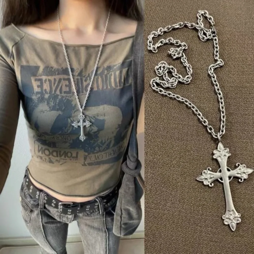 Summer Black Rhinestone Cross Jesus Pendant Choker Necklace for Women Punk Vintage Double Layers Chain 2026 Neck Boho Jewelry Summer Black Rhinestone Cross Jesus Pendant Choker Necklace for Women Punk Vintage Double Layers Chain 2026 Neck Boho Jewelry