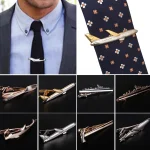 Men Alloy Metal Gold Color Tie Clips Clasp Cufflinks Steamship Dolphin Airplane Tie Bar Wedding Party Jewelry Pin 3
