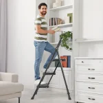 JHK Folding 2/3 Step Ladder Stool with Anti-Slip Pedal 800lbs Capacity Sturdy Steel Portable Cushioned Handle for Kitchen Home 5