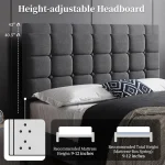 Upholstered Bed Frame, Modern Full Size Bed Platform with Square Stitching and Button Tufted Headboard, Full Size 3