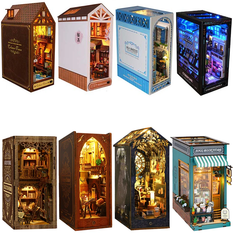 DIY Book Nook Kit Shelf Inser Dollhouse Model Building Kit Wooden Bookshelf Room Dollhouse Bookend Toy For Adults Birthday Gifts DIY Book Nook Kit Shelf Inser Dollhouse Model Building Kit Wooden Bookshelf Room Dollhouse Bookend Toy For Adults Birthday Gifts