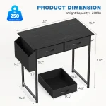 JHK 32 Inch Modern Office Computer Desk with Fabric Storage Drawers Space Side Bag Metal Frame Adjustable Feet For Home PC Table 3