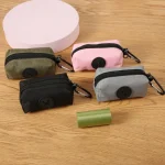 Canvas Dog Poop Bag Holder, Outdoor Pet Waste Bag Dispenser with Carabiner Clip, Animal Waste Collection Pouch