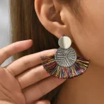 Fashion Bohemian Big Tassel Dangle White Fringe Female Earrings Drop Earrings for Women Statement Wedding Jewelry 4