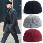 Knitted Hat for Men & Women Caps Wool Fashion Simple Warm Skullies Beanies Solid Autumn Winter Beanie Cap Trendy Style 2
