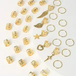 45pcs Alloy Braid Hair Ring Dreadlock Hair Ring - Hippie Style Hair Accessories Loc Hair Jewelry for Braids for Girls and Women 5