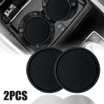 2pcs Black Car Auto Cup Holder Anti Slip Insert Coasters Pads Interior Accessories Universal Fits Perfectly For Most Cups 2