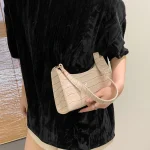 Fashion PU Leather Bags for Women Alligator Pattern Armpit Handbag Female Small Underarm Messenger Bag Purse 5