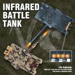 RC Tank Set 1/24 Scale with Realistic Sounds and Lights 2.4G Remote Control Spray Function Life Indicators Durable Plastic Cons 3