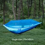 Single and Double Size Nylon Fabric Portable Travel Outdoor Camping Hanging Sleeping  Hammock with Mosquito Net 4