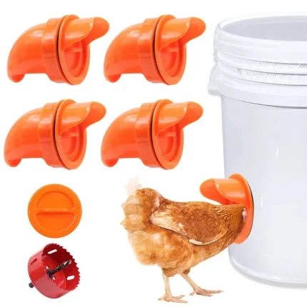 Automatic Gravity Chicken Feeder DIY Rainproof Poultry Feeder with Port to Reduce Spillage for Farm Chicken & Duck Food Controll