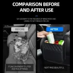 Multifunctional Car Seat Storage Bag Leather Auto Organizer Garbage Bag Universal Fit For Most Car Models 5