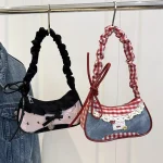 Shoulder Bag Crossbody Bag Korean Fresh Style Large Capacity Plaid Handheld Commuter Bag Mini Bags Vintage Korean Outfits Bag