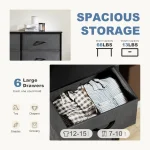 JHK 6 Fabric Drawers Nightstand For Bedroom Bedside Sofa Table With Storage Closet Chest Clothes Display Cabinet Furniture 6