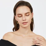 Pure 18 K Gold Color Shiny Simple Transport Beads Earring Jewelry for Women Bride Never Fade Jewelry Birthday Wedding Gifts 4