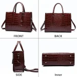 Luxury Vintage Women's Crocodile Pattern Handbag Large Capacity Tote Bag Leather Business Shoulder Bag For Female 4