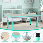 Rectangle Kids Table with 6 Chairs Set, Height Adjustable Toddler Multi Activity Table Set, Arts&Crafts Desk for Girls, 2-10 old 2