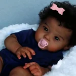 20Inch African American Doll Raven Dark Skin Reborn Baby Finished Newborn With Rooted Hair Handmade Toy Gift For Girls 5