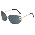 Curved One-Piece Sunglasses, Frameless Square Cut-Edge Design, UV400 Protection, Women's High-End Street Style 5