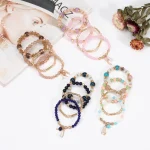 Bohemian Stackable Bead Bracelets for Women Multilayered Bracelet Pendant Charm Stretch Bangles 2