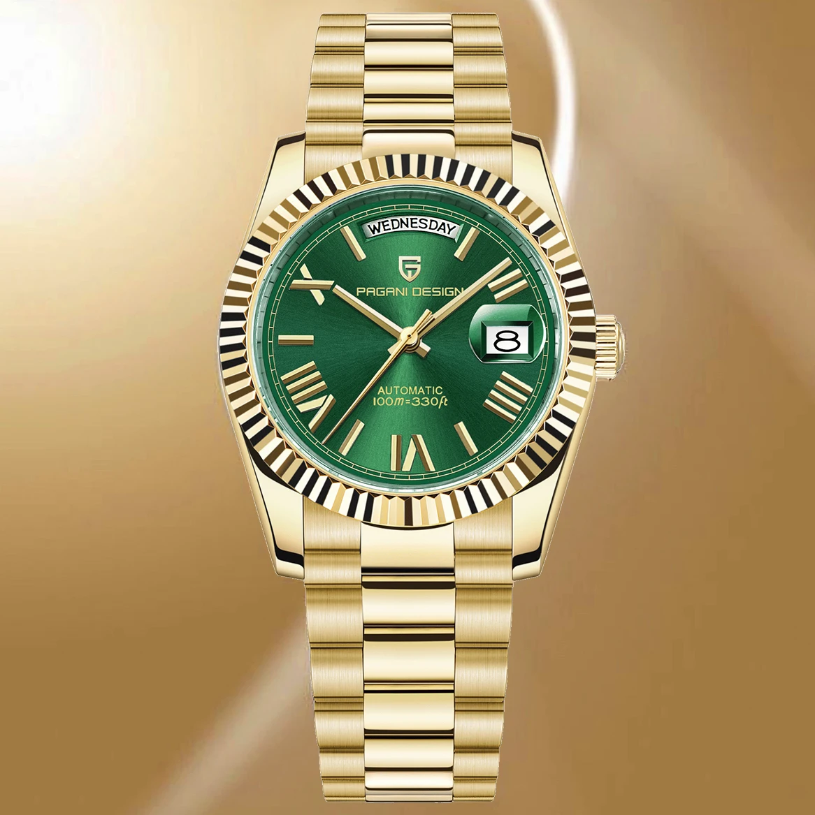 PAGANI DESIGN 2025 New Gold Green 40MM Date Week Men's Watches Automatic Watch Men AR Sapphire Glass NH36A Mechanical Wristwatch PAGANI DESIGN 2025 New Gold Green 40MM Date Week Men's Watches Automatic Watch Men AR Sapphire Glass NH36A Mechanical Wristwatch