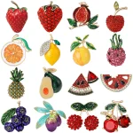 Luxury Rhinestones Pomegranate Brooches for Women Unisex Watermelon Fruit Pins Banquets Party Backpacks Gift Jewelry Accessories