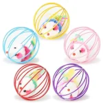 Popular Colorful Mouse in Cage Cat Toy Within Sand Interactive Chase Cat Mouse Toy 5