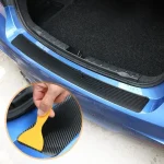 3D carbon fiber sticker Car threshold protective film Scratch resistant waterproof matte black sticker Car trunk pedal sticker 2