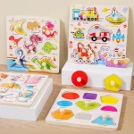 Baby Wooden Puzzles Montessori Toys 1 2 3 Years Toddler Toys Hand Grab Board Alphabet Number Cognition Learning Educational Toys 5