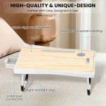 Extra-large multifunctional folding desk, portable multi-color wooden laptop bed desk with cup holder, suitable for work, readin 6