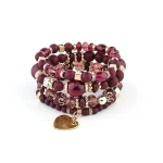 4Pcs Bohemia Acrylic Beaded Bracelet Set For Women Solid Heart Charm Elastic Chain Bangle Men Retro Daily Wear Jewelry Gift 4