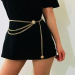 Antique Jewelry Ethnic Style Body Chain Adjustable Retro Metal Chain Belt Body Accessory Sunflower Round Waist Chain Women 3