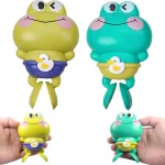 Wind-Up Swimming Frog Bath Toys for Toddlers, No Battery Mold-Free ABS Montessori Water Toy for Kids 3