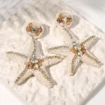 AENSOA Bohemian Starfish Lobster Conch Seed Bead Drop Earrings for Women Handmade Ocean Animal Earrings Summer Beach Jewelry 5