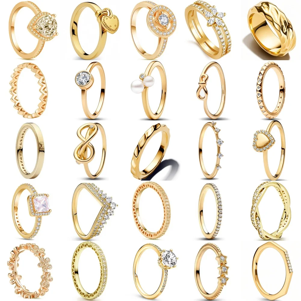 925 Sterling Silver gilding Rings Gold Color Sparking Popular LOVE Wedding Ring Certified Women Engagement Jewelry Anniversary 925 Sterling Silver gilding Rings Gold Color Sparking Popular LOVE Wedding Ring Certified Women Engagement Jewelry Anniversary