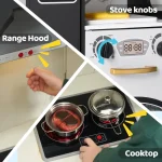 Joyfy Toddlers Wooden Corner Kitchen Pretend Playset with Fake Food Toys Real Lights Sounds Play Kitchen Set for Kids 3