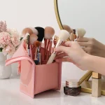 HOMEFISH 1 Pc Stand Cosmetic Bag for Women Clear Zipper Makeup Bag Travel Female Makeup Brush Holder Organizer Toiletry Bag 3