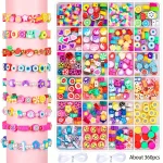 DIY bracelet kit clay beads set Rubber Bands Bracelet Making Kit Creative Jewelry Set Ideal Gift for Little Crafters Vibrant DIY 5