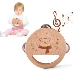 Baby Musical Toys Wooden Bear Rattle Bell Drum Xylophone Percussion Early Educational Instrument Playthings for Toddlers Kids 6