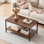 JHK 31IN Wood Coffee Table For Living Room 2-Tier Center Counter with Storage 50 lbs Capacity Anti-Slip Feet Modern Design