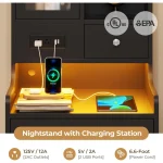 contemporary 49.2" led-lit nightstand with charging port and storage shelf 6