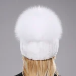 2026 New Style Women Real Genuine Fox Fur Beanies Hat Girls Natural Real Rex Rabbit Fur Skullies Cap Knit Winter Real Fur Hats 4