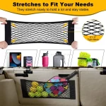 Car Storage Net Stretchable Mesh Pocket Net Magic Elastic Sticker Universal Rear Mesh Trunk Seat Bag Pocket Cage Auto Organizer 2