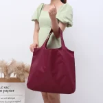BIG Eco-Friendly Folding Shopping Bag Reusable Portable Shoulder Handbag for Travel Grocery simple solid color grocery bag 2