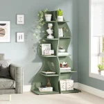 Modern 5-Tier Corner Bookshelf Wall Mounted Floating Shelves Unit Space Saving Storage for Living Room Home Office Bookcase. 5